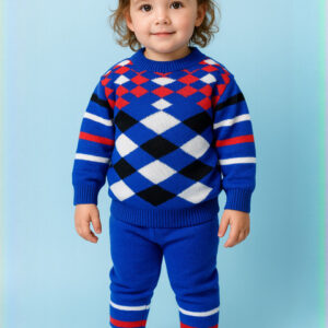 AVELLY Unisex Kids Blue Woollen Sweater Vest